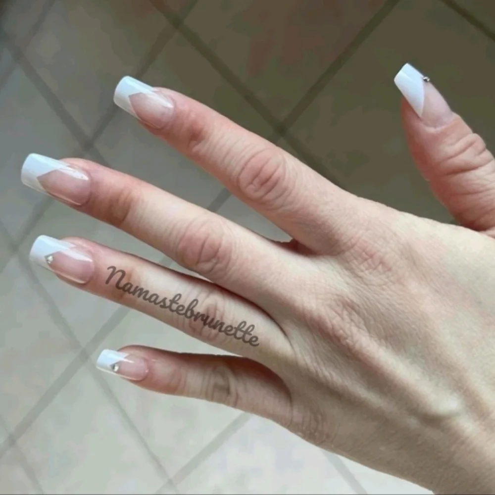 2/$16 Rhinestone French Manicure Press On Nails - Picture 6 of 12